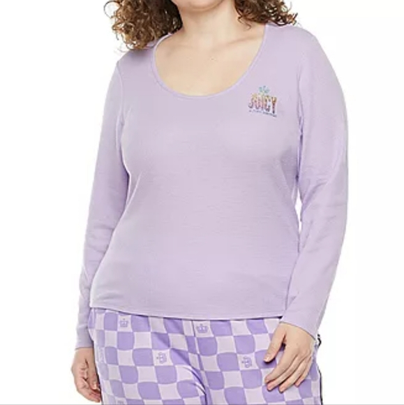 💜 JUICY BY JUICY COUTURE WOMEN'S PLUS SIZE BOAT NECK LONG SLEEVE T-SHIRT, 2X 3X - Picture 1 of 4